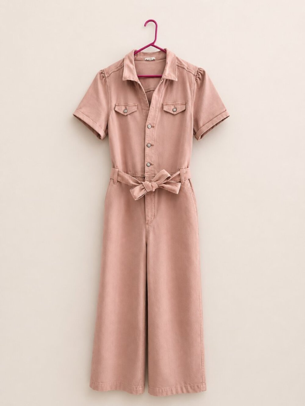 PAIGE Dusty Pink Belted Utility Jumpsuit – Size 14